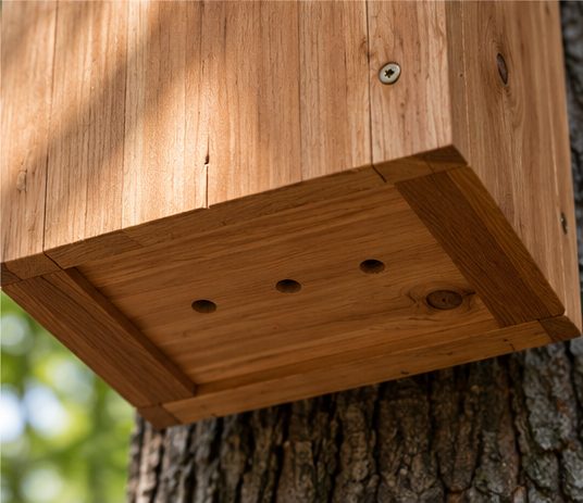 Underside of the box showing drain holes