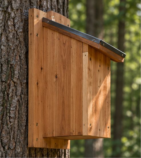 Side of the box against the tree